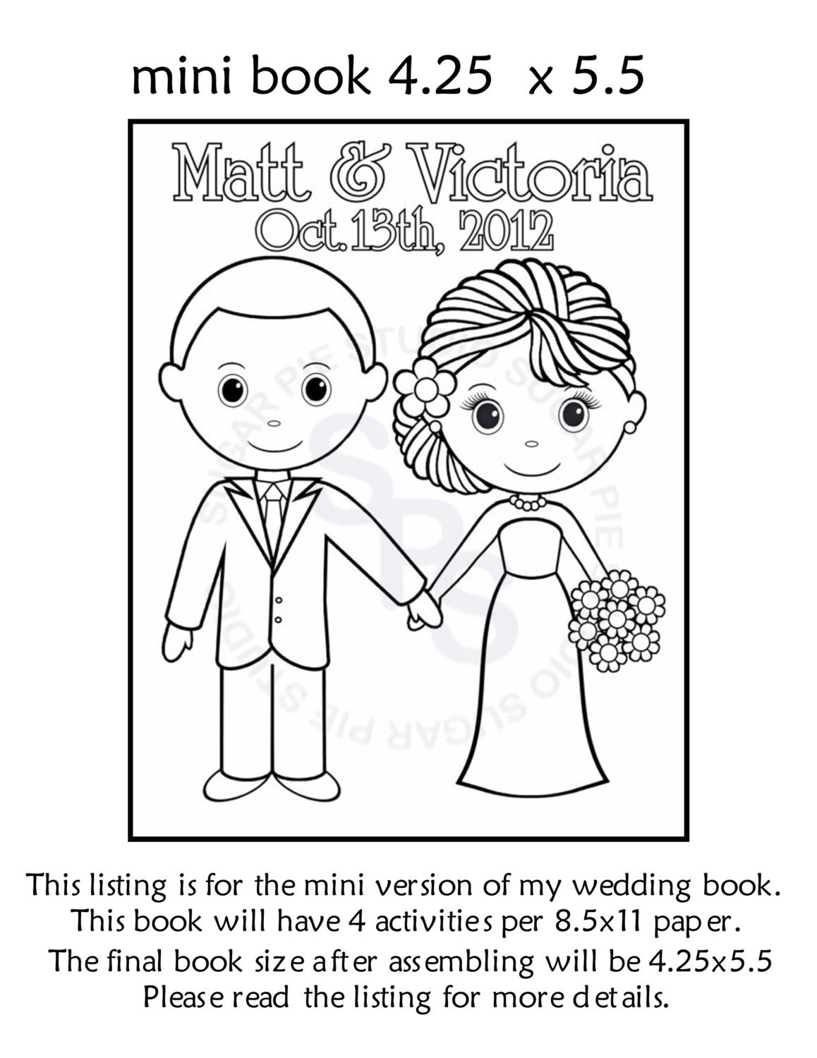 Wedding coloring book Favor Kids 4.25 x 5.5 PDF or JPEG TEMPLATE