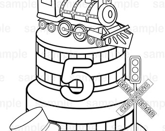 Personalized Train Coloring Page Birthday Party Favor Colouring Activity Sheet Personalized Printable Template