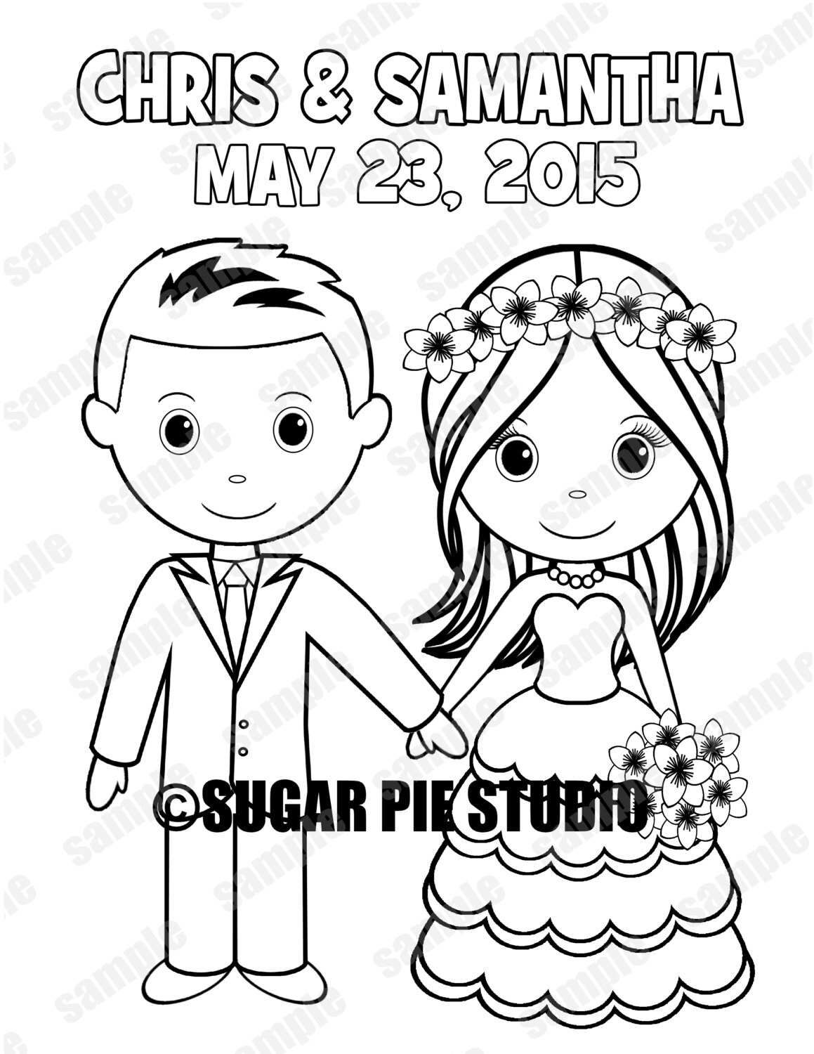 Download Printable Personalized Wedding coloring activity book Favor Kids 8.5 x 11 PDF or JPEG TEMPLATE