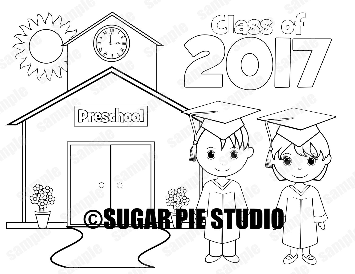 printable preschool graduation favor kids coloring page