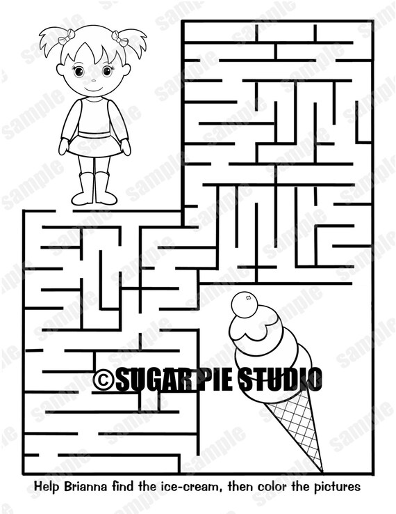 Ice Cream Party Favor Game Coloring Page and Activity Booklet