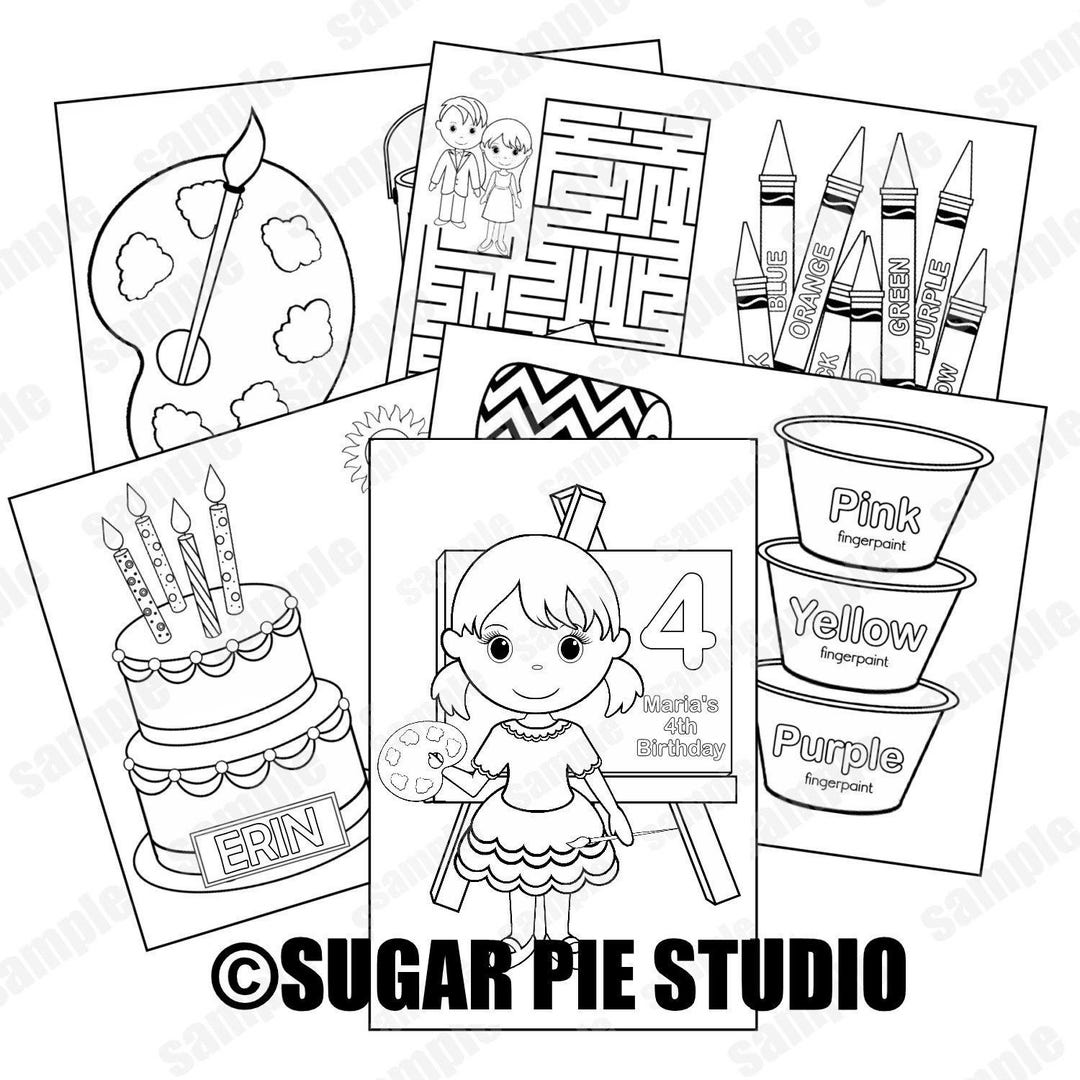 Art Birthday Party Favor Coloring Book Gift Personalized Printable
