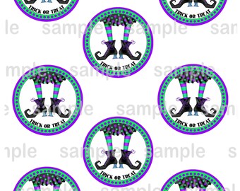 Halloween Favor tags / cupcake toppers 2.5 inch circle Printable Digital File