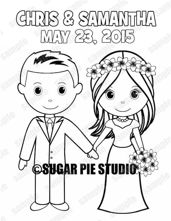 Printable Personalized Wedding Coloring Activity Book Favor Kids 8.5 X 11  PDF or JPEG TEMPLATE 