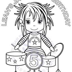 Personalized Rockstar Coloring Page Birthday Party Favor Colouring Activity Sheet Personalized Printable Template image 2