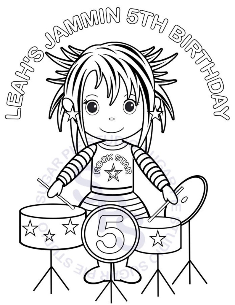 Personalized Rockstar Coloring Page Birthday Party Favor Colouring Activity Sheet Personalized Printable Template image 2