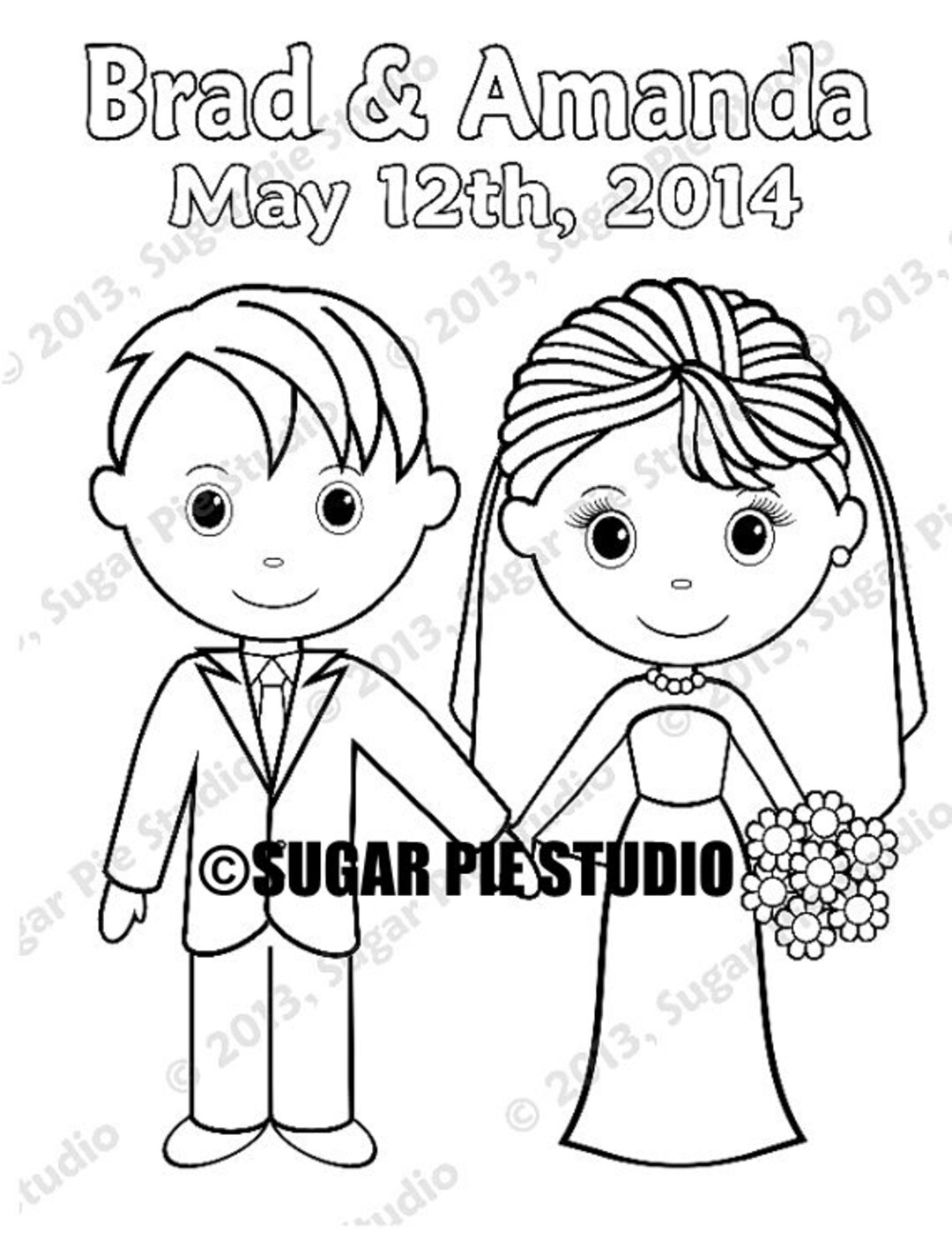 Personalized Printable Bride Groom Wedding Party Favor Childrens Kids ...