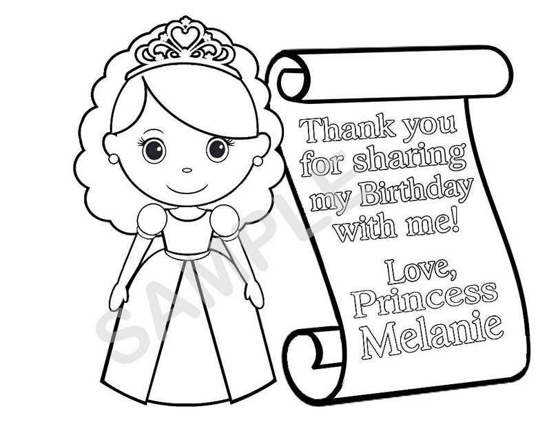Personalized Printable Princess Prince Knight Scroll Birthday Party Favor childrens kids coloring page activity PDF or JPEG file image 1