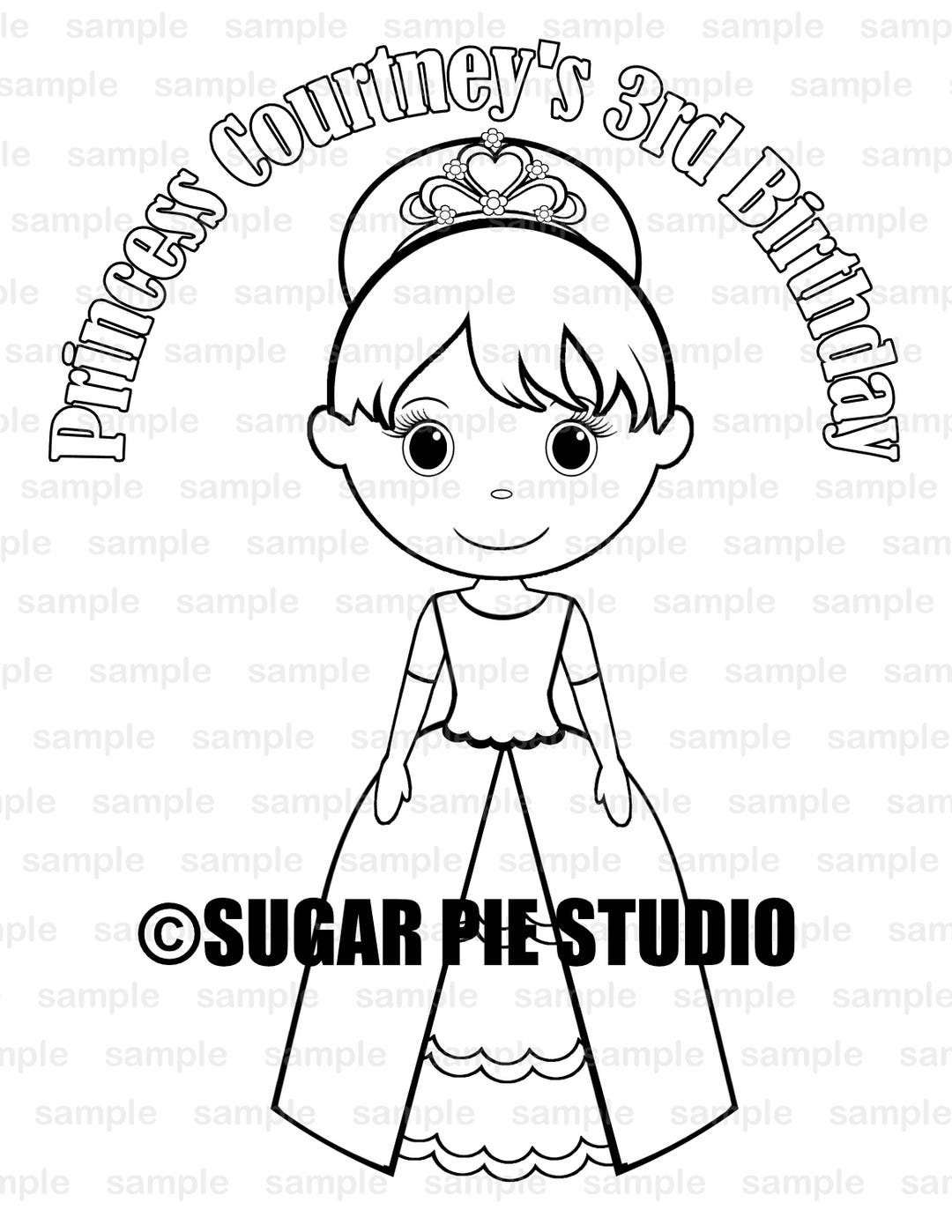 Personalized Princess Coloring Page Birthday Party Favor - Etsy