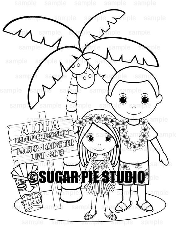 Download Father Daughter Dance Luau Coloring Page Activity Personalized Etsy