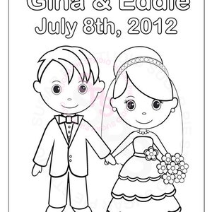 Personalized Wedding Party Favor Birthday Party Favor Colouring Activity Sheet Personalized Printable Template image 1