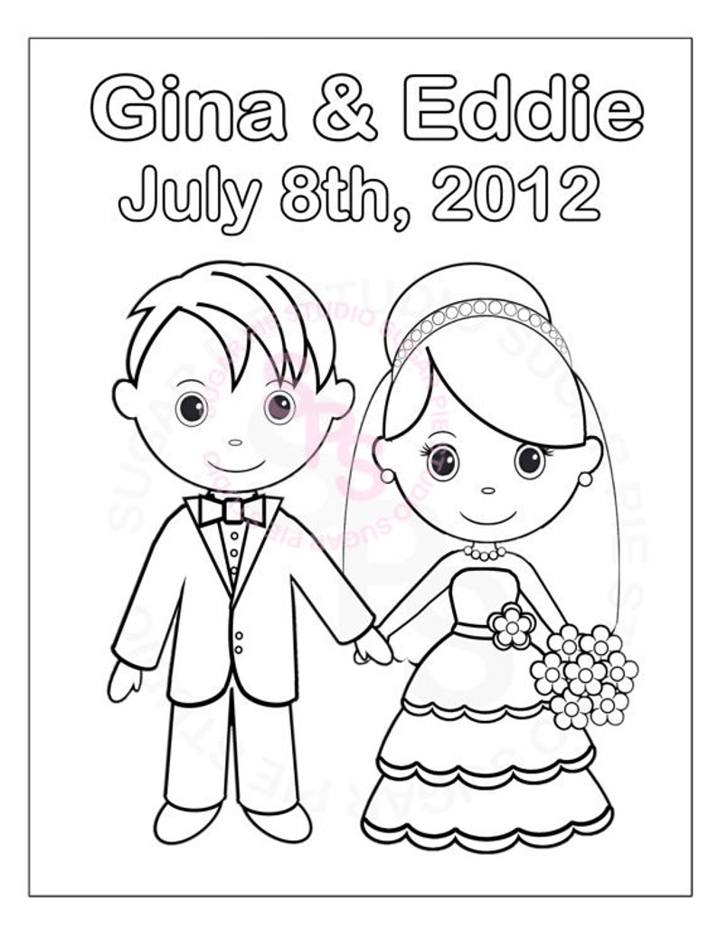 Personalized Wedding Party Favor Birthday Party Favor Colouring Activity Sheet Personalized Printable Template image 1