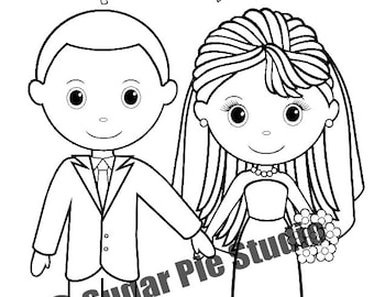 Printable Personalized Wedding coloring activity book  Favor Kids 8.5 x 11  PDF or JPEG TEMPLATE