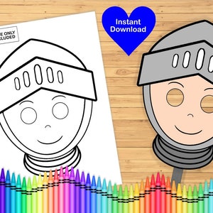 RITTER MASKE Malseite zum Ausdrucken - Klassenzimmer Aktivität - Geburtstag Mitbringsel - Kinder Basteln - Malvorlage - Instant Download