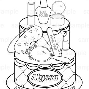 Personalized Spa Coloring Page Birthday Party Favor Colouring Activity Sheet Personalized Printable Template