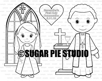 Communion coloring activity page PDF or JPEG TEMPLATE Printable Personalized Custom Communion Favor Kids