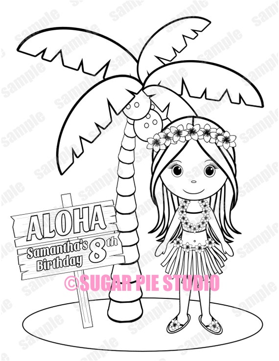 Luau Hawaiian Birthday Party Favor Childrens Kids Coloring Etsy