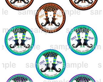 Halloween Favor tags / cupcake toppers 2.5 inch circle Printable Digital File