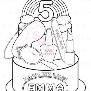 Personalized Spa Coloring Page Birthday Party Favor Colouring Activity Sheet Personalized Printable Template