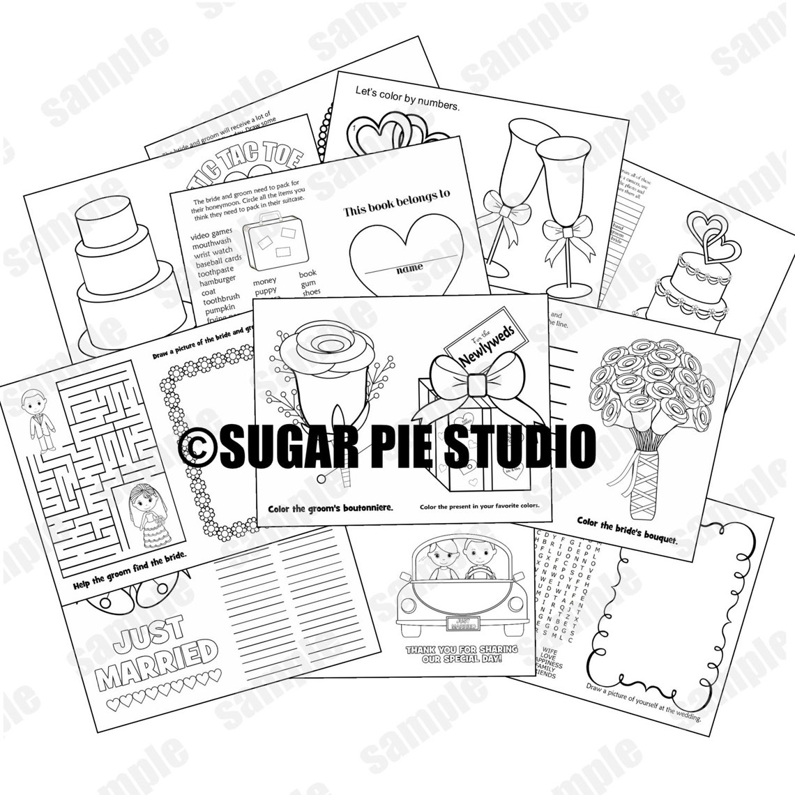 Printable Personalized Wedding Coloring Activity Book Favor Etsy