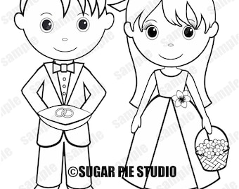 Personalized Printable Flower girl  Ring bearer Wedding Party Favor childrens kids coloring page book activity PDF or JPEG file