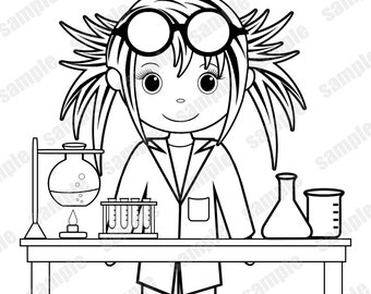 mad scientist science coloring page birthday party favor