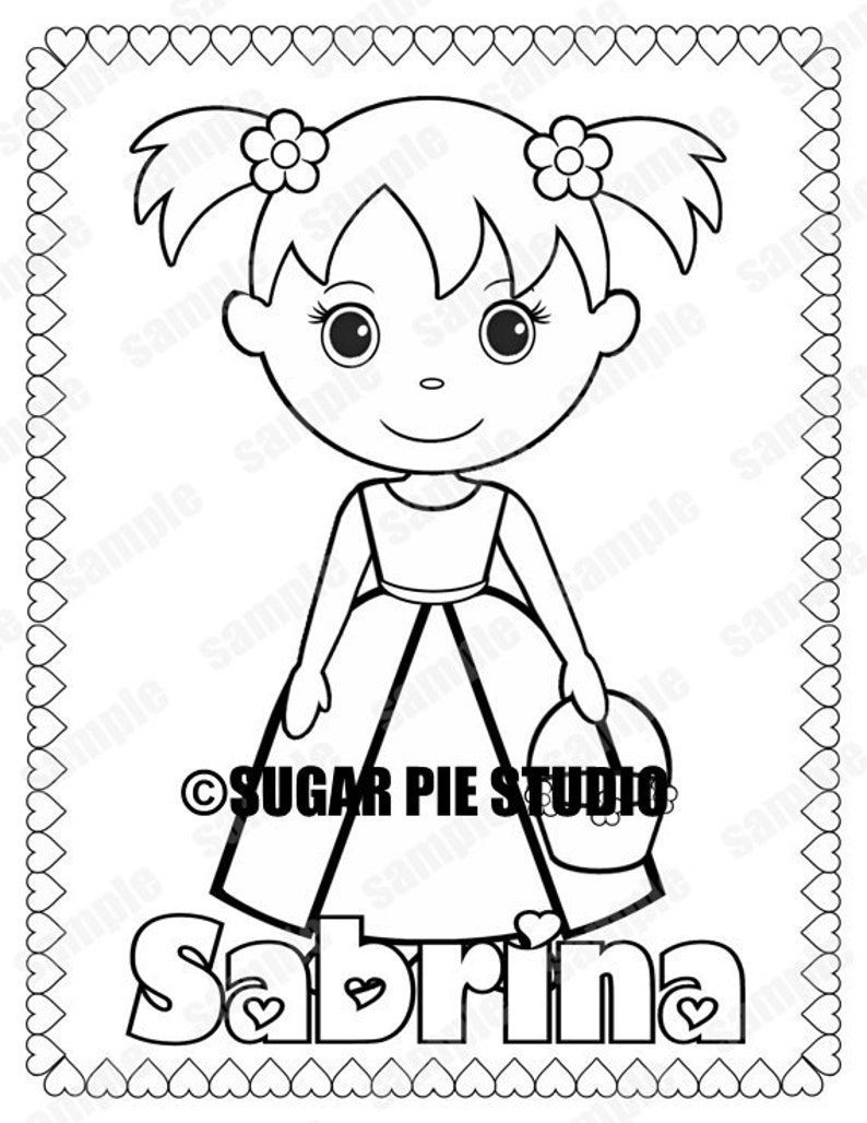 Personalized Printable Flowergirl Wedding Party Favor childrens kids coloring page book activity PDF or JPEG file