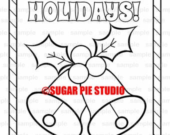 Personalized Printable Holiday Christmas Winter Party Favor childrens kids coloring page activity PDF or JPEG file