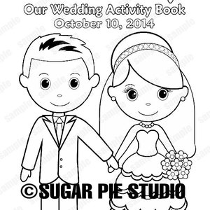 Printable Personalized Wedding coloring activity book Favor Kids 8.5 x 11 PDF or JPEG TEMPLATE image 1