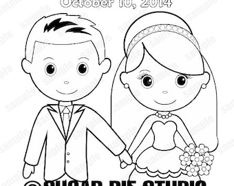 Printable Personalized Wedding coloring activity book  Favor Kids 8.5 x 11  PDF or JPEG TEMPLATE