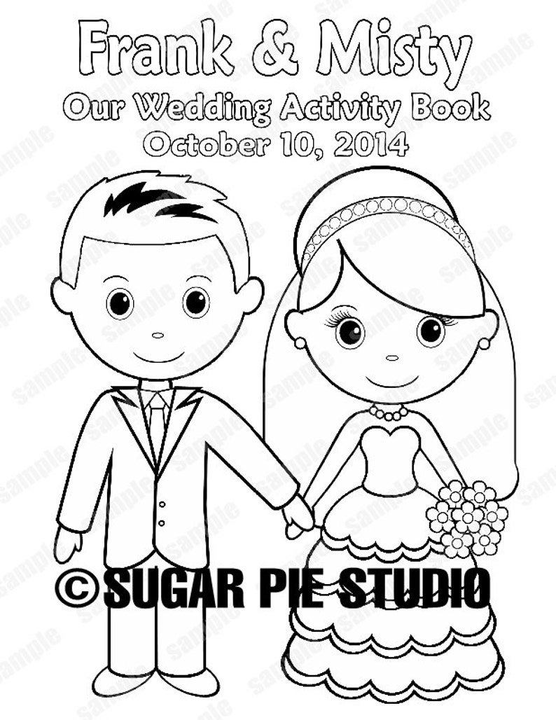 Printable Personalized Wedding coloring activity book Favor Kids 8.5 x 11 PDF or JPEG TEMPLATE image 1