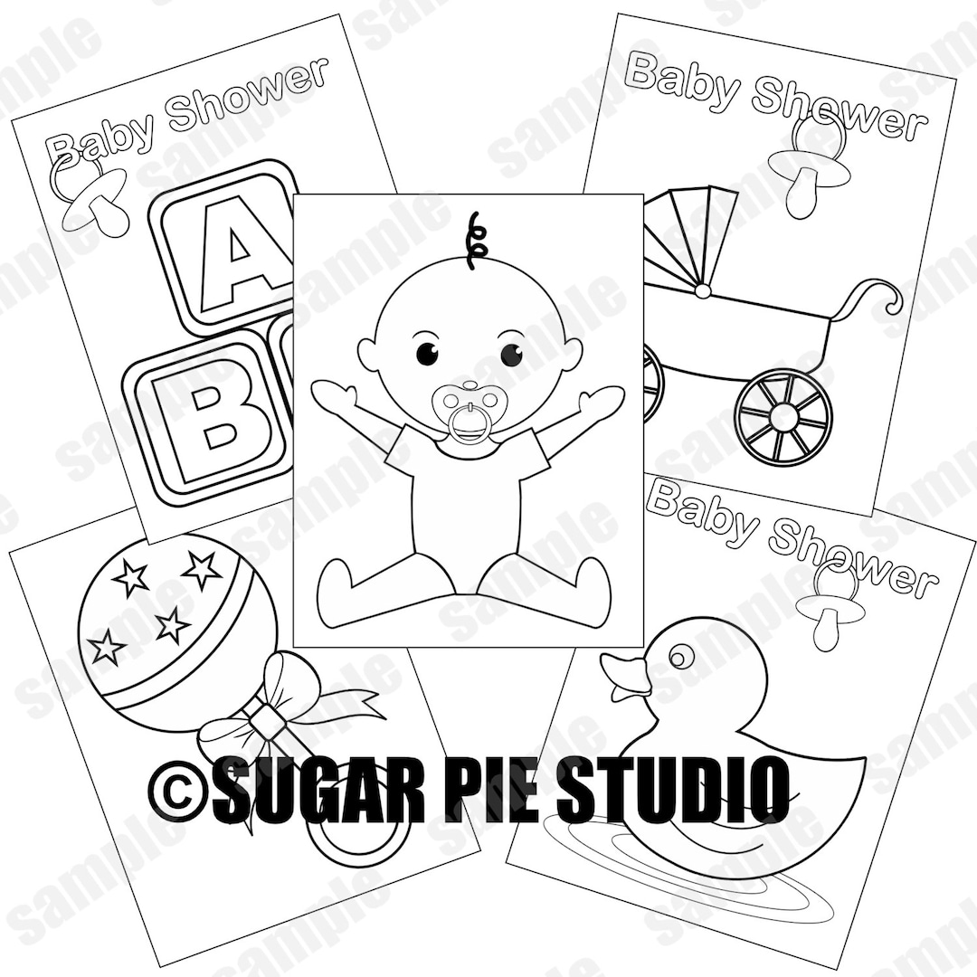 Baby Shower Coloring Pages Neutral Baby Boy Party Favor Kids Table JPEG and PDF Available ...