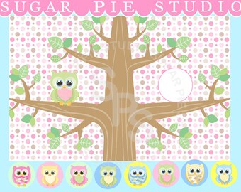 Printable Party Game Pin the owl on the tree perch activity  Digital Printable DIY file