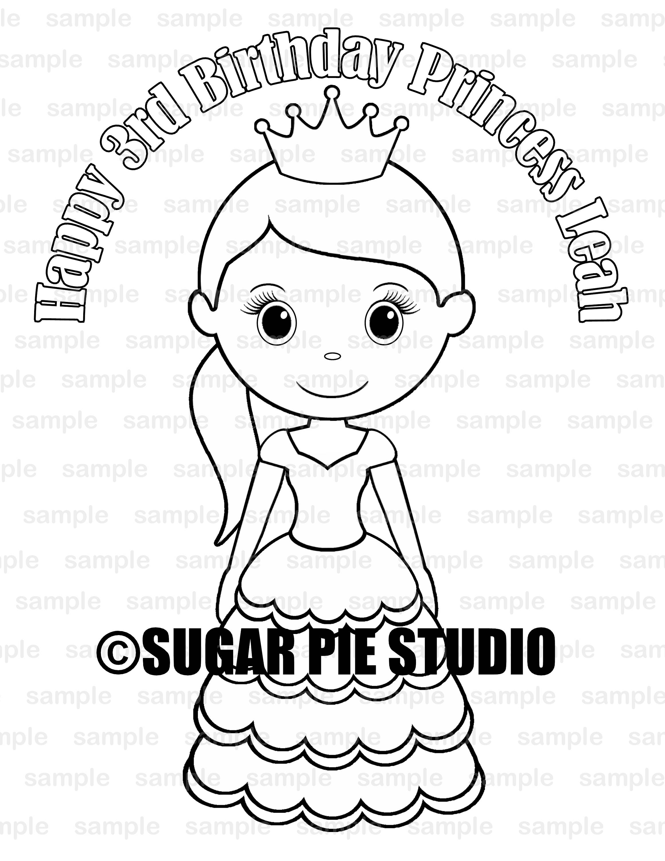 Happy Birthday Princess Coloring Pages