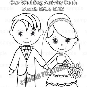 Printable Personalized Wedding coloring activity book  Favor Kids 8.5 x 11  PDF or JPEG TEMPLATE