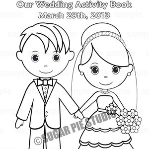 Printable Personalized Wedding coloring activity book Favor Kids 8.5 x 11 PDF or JPEG TEMPLATE image 1