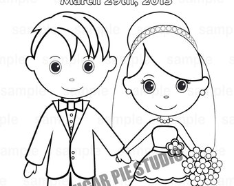 Printable Personalized Wedding coloring activity book  Favor Kids 8.5 x 11  PDF or JPEG TEMPLATE