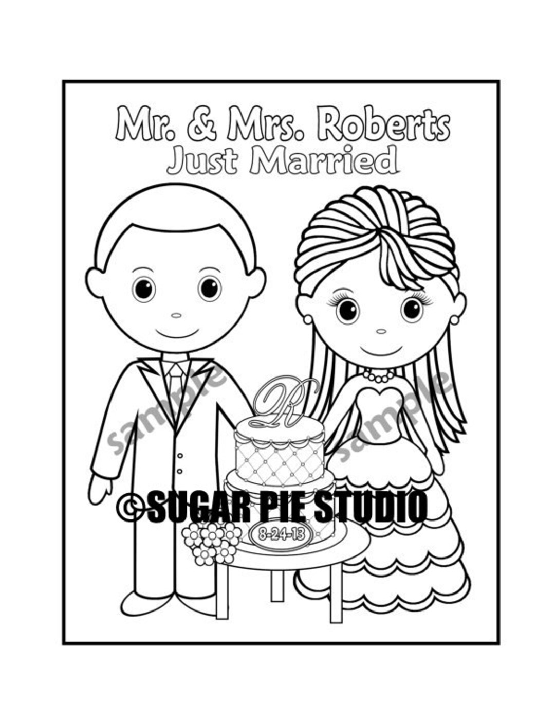Personalized Printable Bride Groom Wedding Party Favor Childrens Kids ...