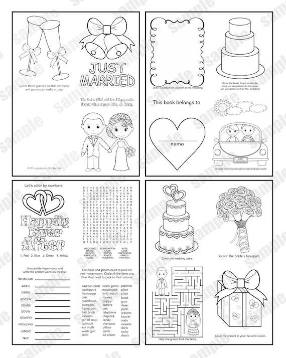 Download Instant Download Mini Printable Wedding Coloring Activity Book Etsy