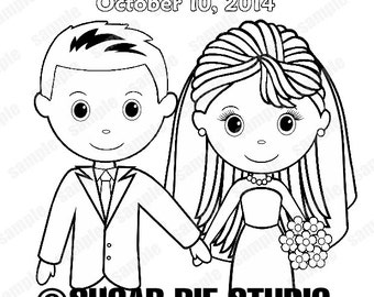 Printable Personalized Wedding coloring activity book  Favor Kids 8.5 x 11  PDF or JPEG TEMPLATE