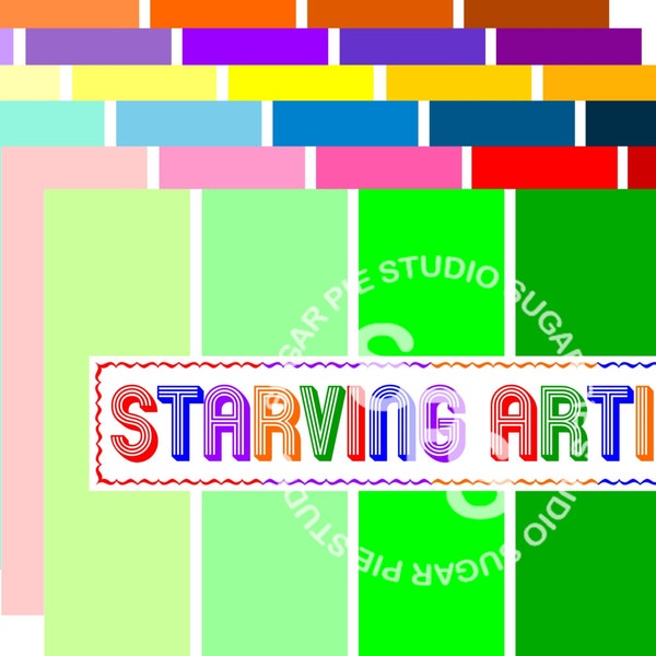 Printable Starving Artist Paint chip inspired birthday party placemat 8.5x14 DIY JPEG or PDF Instant download