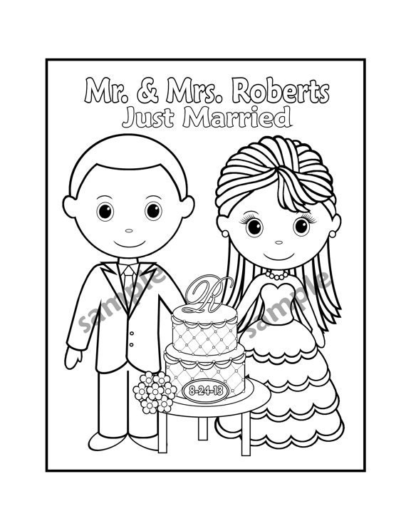 Printable Personalized Wedding coloring activity book Favor Kids 8.5 x 11  PDF or JPEG TEMPLATE