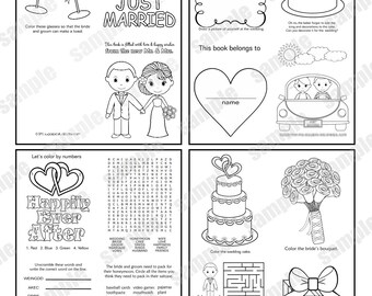 Mini Printable Personalized Wedding Coloring Activity Book | Etsy