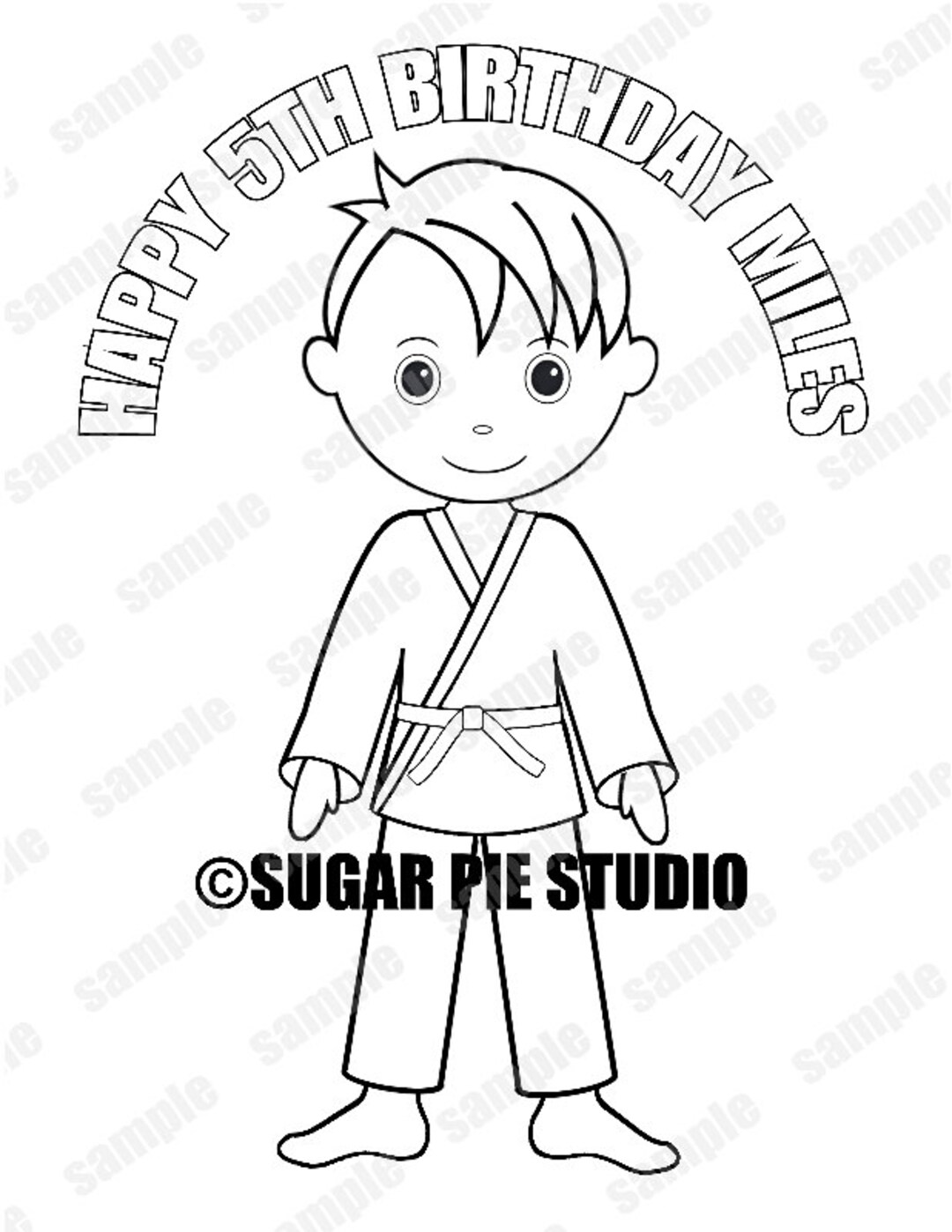 Personalized Karate Coloring Page Birthday Party Favor Colouring ...