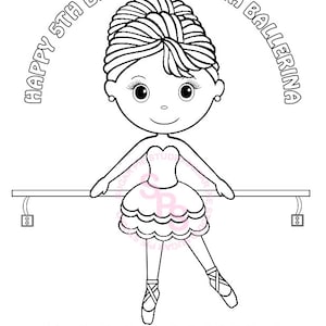 Personalized Ballerina Coloring Page Birthday Party Favor Colouring Activity Sheet Personalized Printable Template