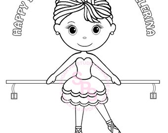 Personalized Ballerina Coloring Page Birthday Party Favor Colouring Activity Sheet Personalized Printable Template