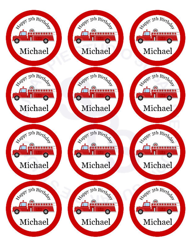 Fire Engine Truck Mix And Match 2 5 Inch Circle Cupcake Etsy
