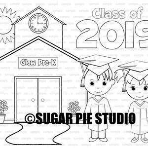 Graduation coloring page party favor or classroom party PDF printable