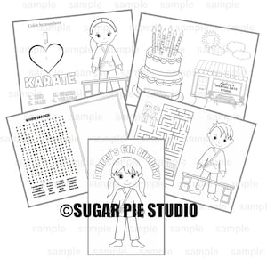 Karate Birthday Party Favor Coloring Book Gift Personalized Printable Template Colouring Activity