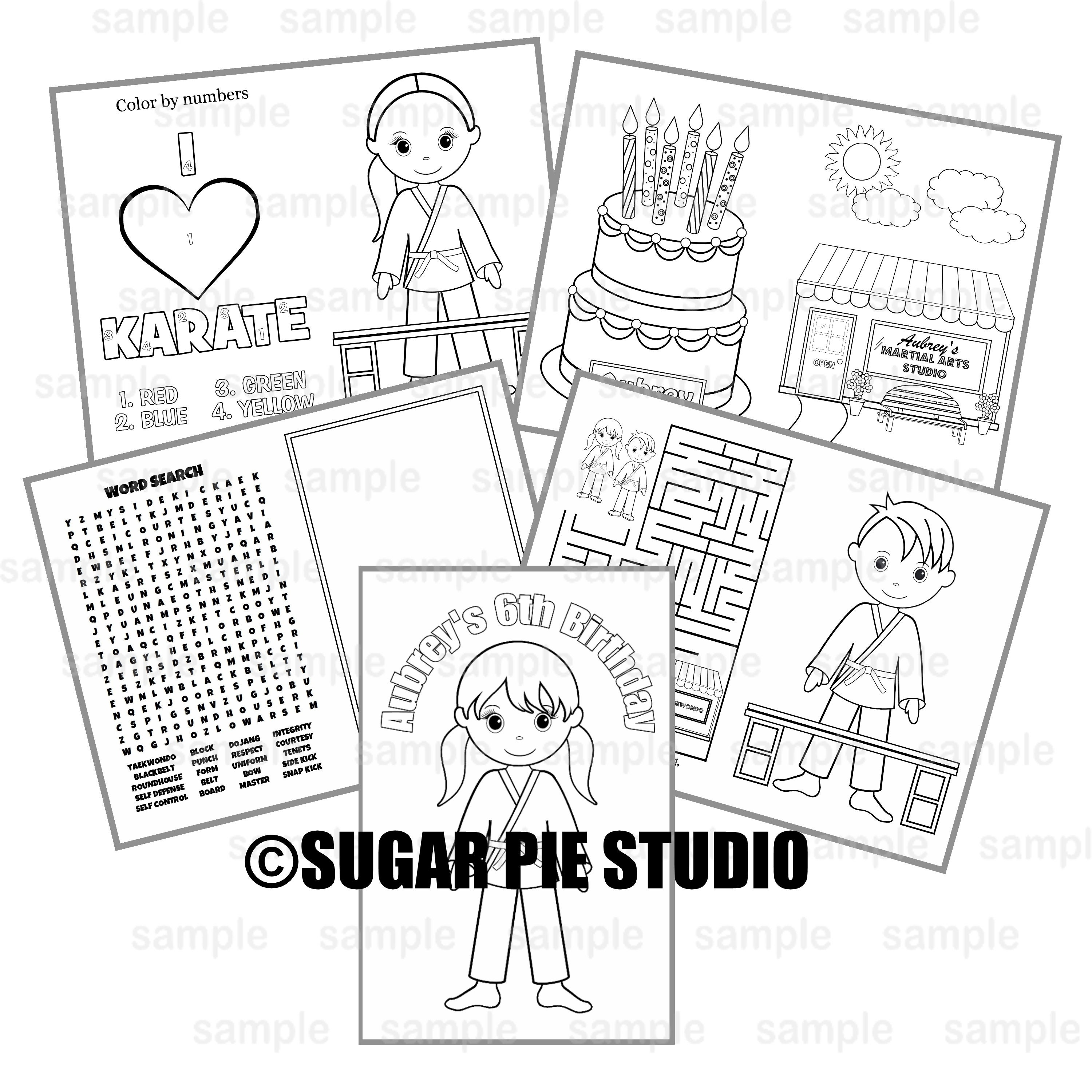 Download Karate Birthday Coloring Book Party Favor Kids Coloring Activity Book Pdf Or Jpeg Template